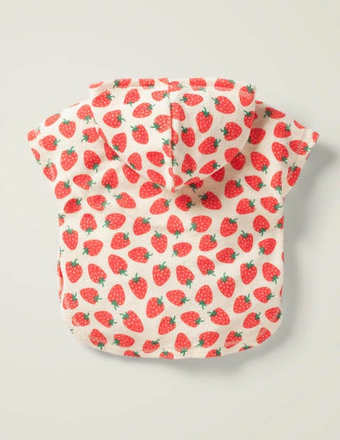 Frottee-Kapuzenponcho - Rot, Erdbeeren Frottee-Kapuzenponcho - Rot, Erdbeeren