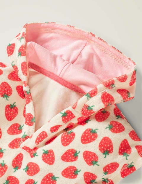 Frottee-Kapuzenponcho - Rot, Erdbeeren Frottee-Kapuzenponcho - Rot, Erdbeeren