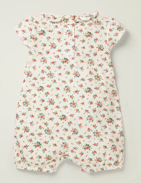 Short Ruffle Jersey Romper - Ivory Floral Short Ruffle Jersey Romper - Ivory Floral