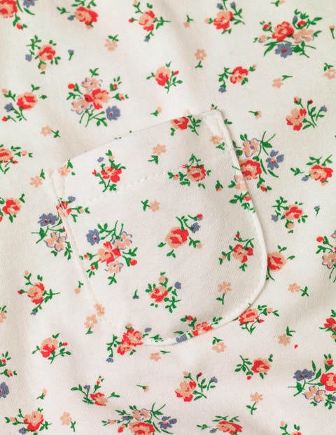 Short Ruffle Jersey Romper - Ivory Floral Short Ruffle Jersey Romper - Ivory Floral