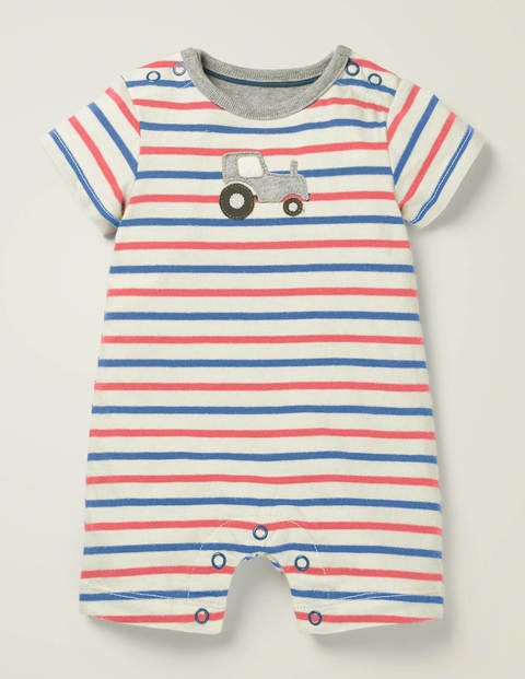 Short Jersey Romper - Sky Blue and Peach Melba Short Jersey Romper - Sky Blue and Peach Melba