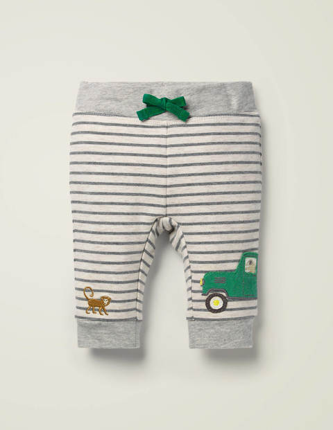 Appliqué Patch Jersey Bottoms - Grey Marl/White Appliqué Patch Jersey Bottoms - Grey Marl/White