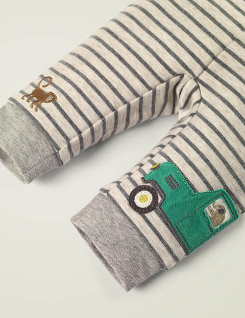 Appliqué Patch Jersey Bottoms - Grey Marl/White Appliqué Patch Jersey Bottoms - Grey Marl/White