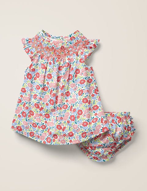 Floral Nostalgic Smocked Dress - Multi Pink Flowerbed Floral Nostalgic Smocked Dress - Multi Pink Flowerbed