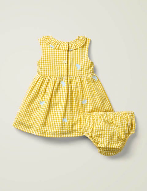 Gingham Embroidered Dress - Daffodil Yellow Bunnies Gingham Embroidered Dress - Daffodil Yellow Bunnies