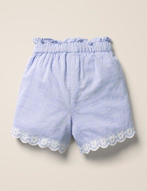 Broderie Shorts - Mid Chambray Broderie Shorts - Mid Chambray