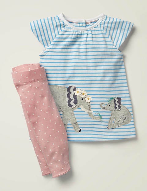 Big Appliqué Dress Set - Multi Tiny Bud Elephants Big Appliqué Dress Set - Multi Tiny Bud Elephants