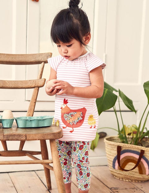 Big Appliqué Dress Set - Boto Pink Chickens Big Appliqué Dress Set - Boto Pink Chickens