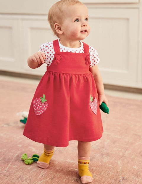 Strawberry Jersey Pinnie Set - Peach Melba Strawberries Strawberry Jersey Pinnie Set - Peach Melba Strawberries