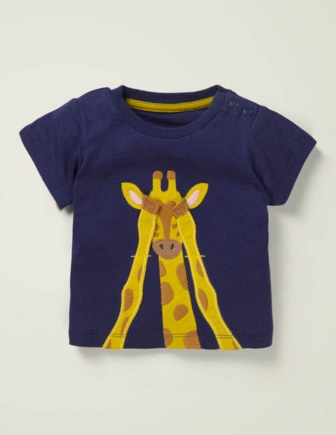 Safari Animal Appliqué T-Shirt - College Navy Giraffe Safari Animal Appliqué T-Shirt - College Navy Giraffe