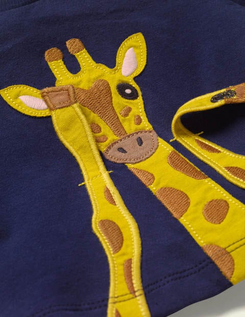 Safari Animal Appliqué T-Shirt - College Navy Giraffe Safari Animal Appliqué T-Shirt - College Navy Giraffe