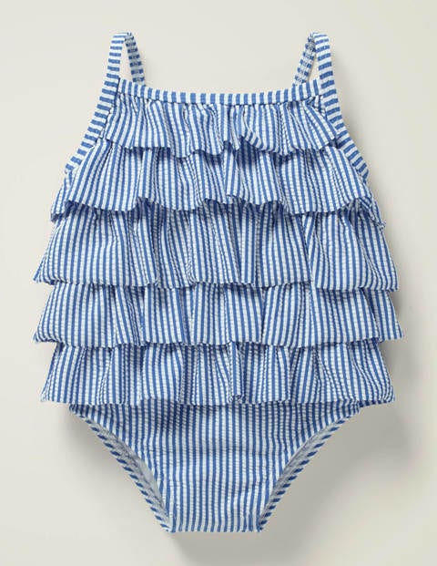 Frilly Swimsuit - Skipper Blue Seersucker Frilly Swimsuit - Skipper Blue Seersucker