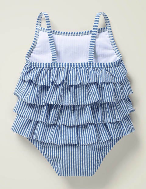 Frilly Swimsuit - Skipper Blue Seersucker Frilly Swimsuit - Skipper Blue Seersucker
