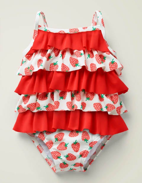 Frilly Swimsuit - Sunset Red Strawberries Frilly Swimsuit - Sunset Red Strawberries