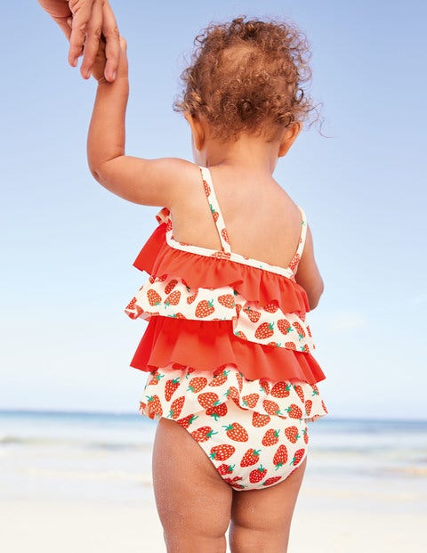 Frilly Swimsuit - Sunset Red Strawberries Frilly Swimsuit - Sunset Red Strawberries