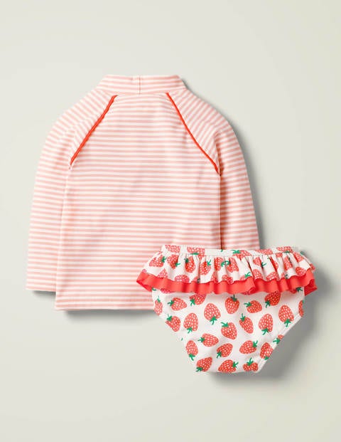 Appliqué Sunsafe Rash Vest Set - Ivory/Boto Pink Strawberry Appliqué Sunsafe Rash Vest Set - Ivory/Boto Pink Strawberry