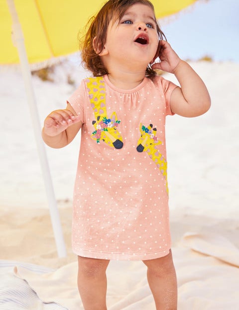 Big Appliqué Jersey Dress - Provence Dusty Pink Spot Big Appliqué Jersey Dress - Provence Dusty Pink Spot