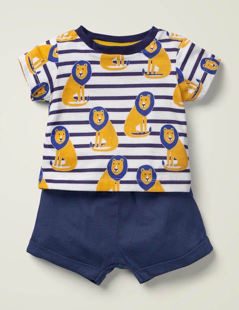 Printed Slub Jersey Play Set - College Blue Lion Printed Slub Jersey Play Set - College Blue Lion