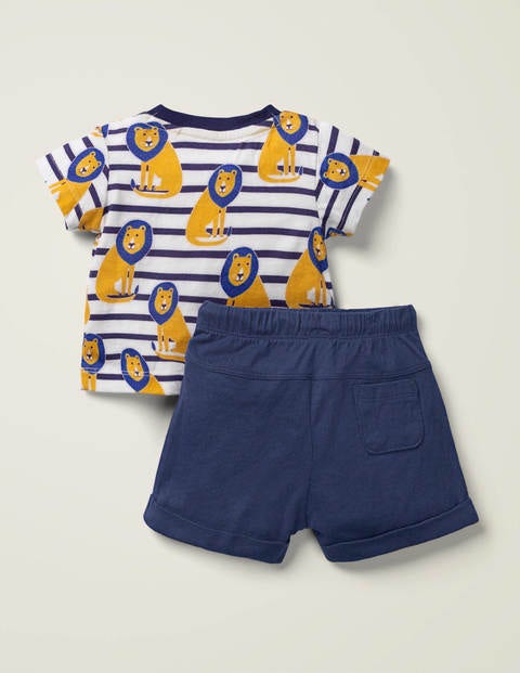 Printed Slub Jersey Play Set - College Blue Lion Printed Slub Jersey Play Set - College Blue Lion