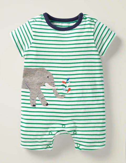 Animal Jersey Romper - White/Rich Emerald Elephant Animal Jersey Romper - White/Rich Emerald Elephant