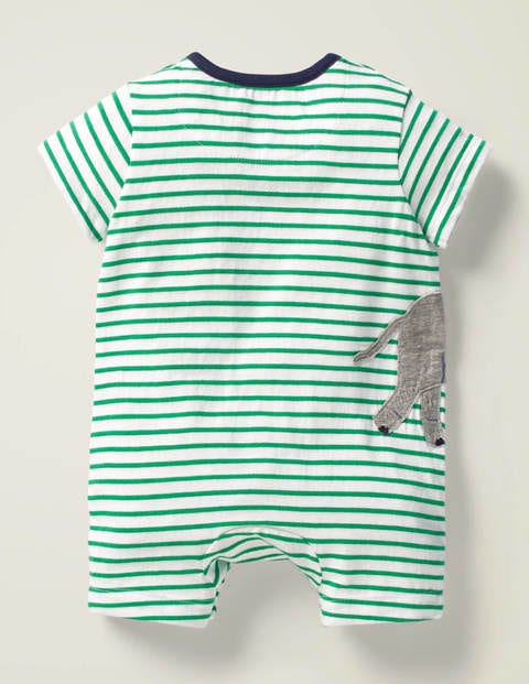 Animal Jersey Romper - White/Rich Emerald Elephant Animal Jersey Romper - White/Rich Emerald Elephant