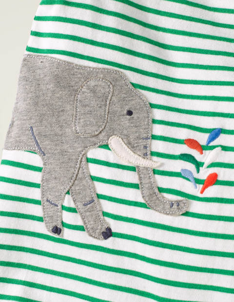 Animal Jersey Romper - White/Rich Emerald Elephant Animal Jersey Romper - White/Rich Emerald Elephant