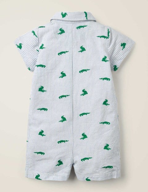 Embroidered Woven Shromper - Ticking Embroidered Croc Embroidered Woven Shromper - Ticking Embroidered Croc