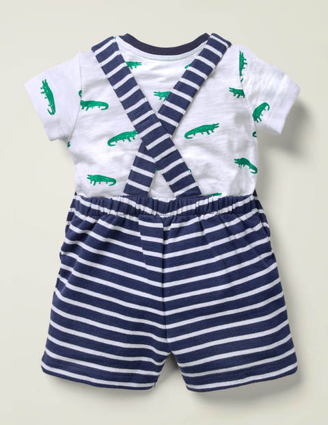 Summer Jersey Overalls Set - College Navy/White Summer Jersey Overalls Set - College Navy/White