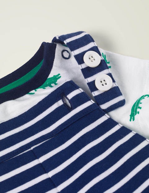Summer Jersey Overalls Set - College Navy/White Summer Jersey Overalls Set - College Navy/White