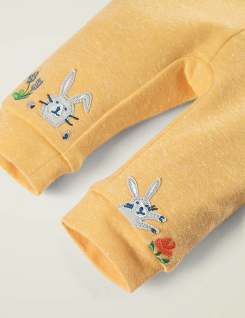 Appliqué Patch Marl Bottoms - Soft Lemon Bunny Appliqué Patch Marl Bottoms - Soft Lemon Bunny