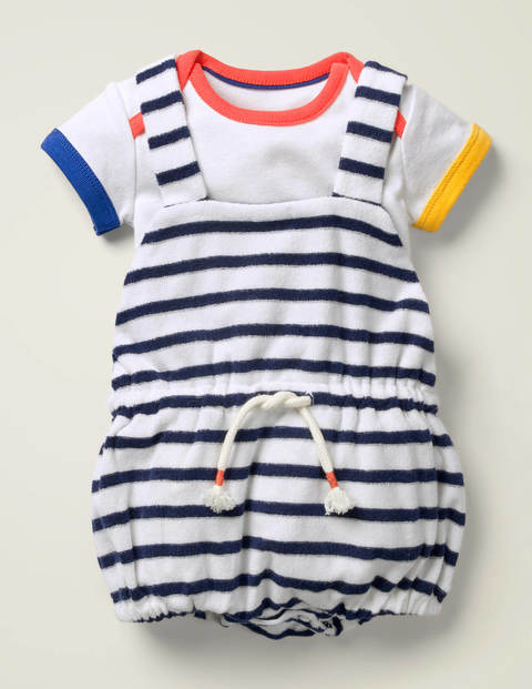Towelling Romper and Body Set - White/Starboard Blue Towelling Romper and Body Set - White/Starboard Blue