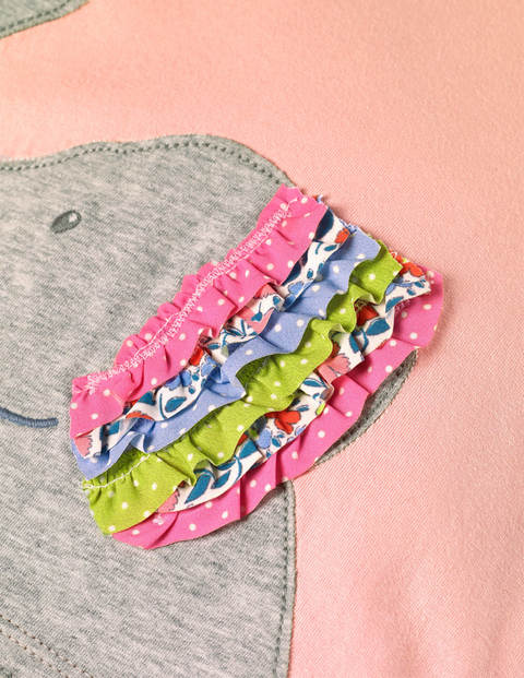 T-shirt volanté à appliqué - Éléphant rose boto T-shirt volanté à appliqué - Éléphant rose boto