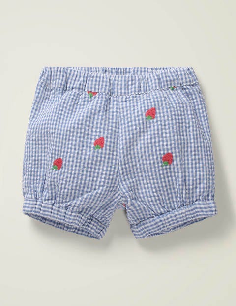 Embroidered Woven Bloomers - Seascape Blue Gingham Embroidered Woven Bloomers - Seascape Blue Gingham