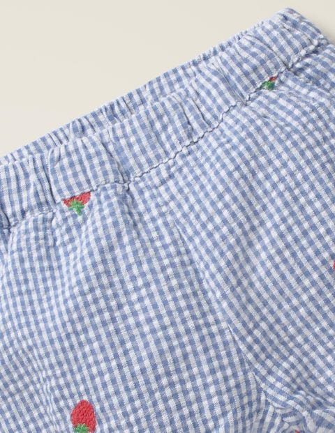 Embroidered Woven Bloomers - Seascape Blue Gingham Embroidered Woven Bloomers - Seascape Blue Gingham