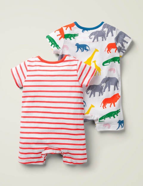 Twin Pack Rompers - Multi Jungle Friends Twin Pack Rompers - Multi Jungle Friends