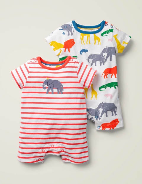 Twin Pack Rompers - Multi Jungle Friends Twin Pack Rompers - Multi Jungle Friends