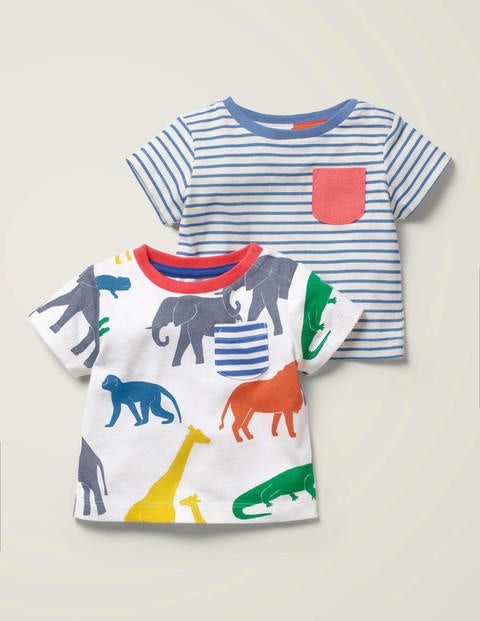 Twin Pack T-Shirts - Multi Jungle Friends Twin Pack T-Shirts - Multi Jungle Friends