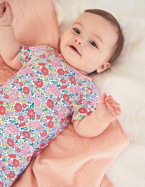 Twin Pack Jersey Rompers - Multi Pink Flowerbed Twin Pack Jersey Rompers - Multi Pink Flowerbed