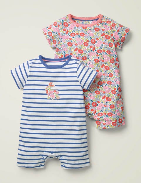 Twin Pack Jersey Rompers - Multi Pink Flowerbed Twin Pack Jersey Rompers - Multi Pink Flowerbed