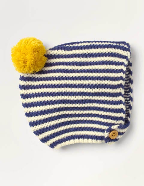 Knitted Bonnet - Ivory/Starboard Blue Knitted Bonnet - Ivory/Starboard Blue