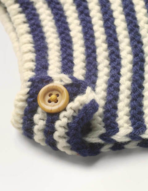 Knitted Bonnet - Ivory/Starboard Blue Knitted Bonnet - Ivory/Starboard Blue