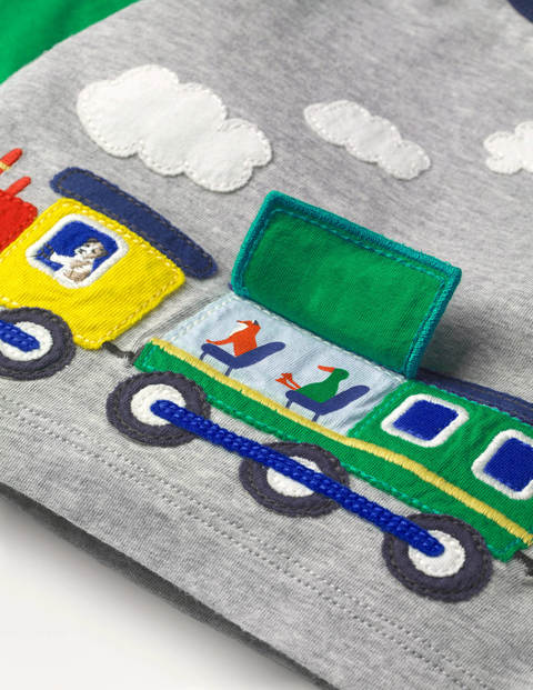 T-Shirt mit Spielzeugapplikation - Grau Meliert, Zug T-Shirt mit Spielzeugapplikation - Grau Meliert, Zug