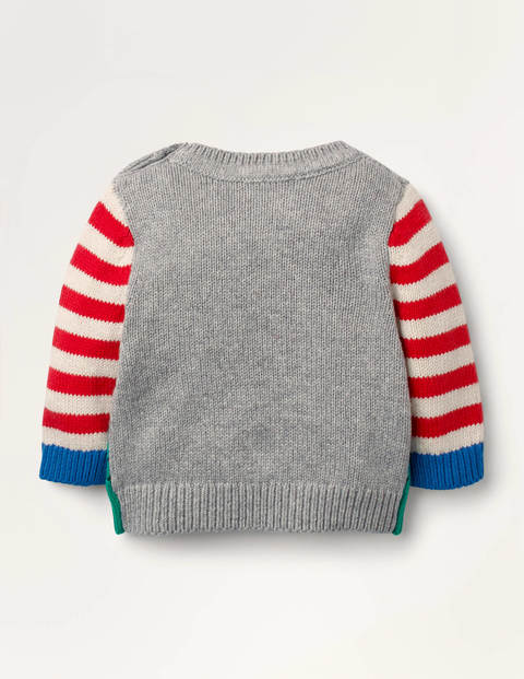 Fun Knitted Sweater - Grey Marl Train Fun Knitted Sweater - Grey Marl Train