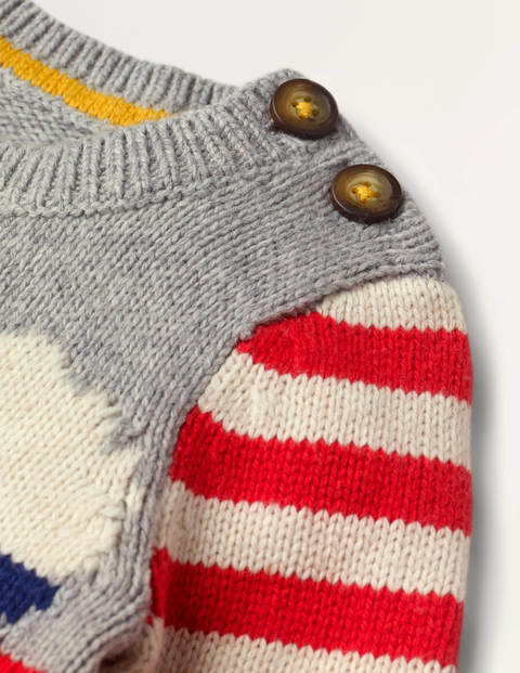 Fun Knitted Sweater - Grey Marl Train Fun Knitted Sweater - Grey Marl Train
