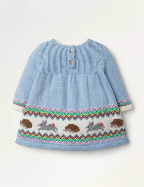 Fair Isle Knitted Dress - Frost Blue Rabbits Fair Isle Knitted Dress - Frost Blue Rabbits