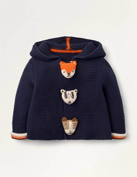 Animal Button Knitted Jacket - Starboard Blue Animal Button Knitted Jacket - Starboard Blue
