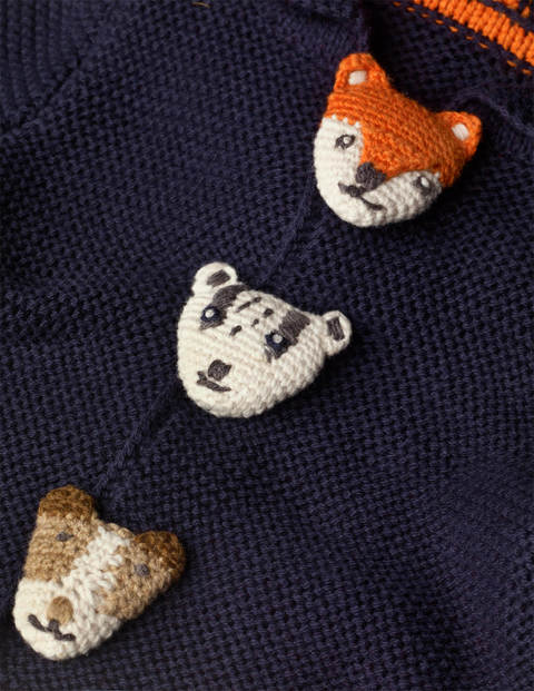 Animal Button Knitted Jacket - Starboard Blue Animal Button Knitted Jacket - Starboard Blue