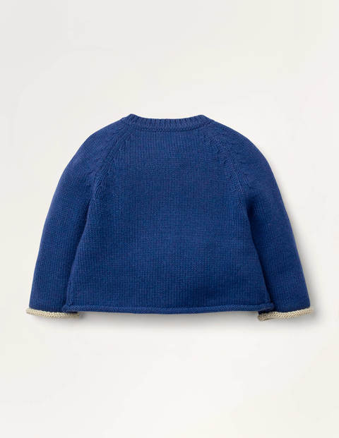 knitted blue cardigan