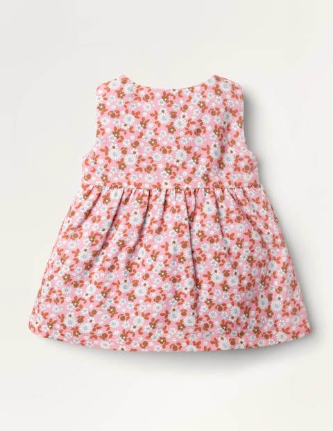 Robe chasuble en velours côtelé à appliqués - Pâquerette vintage rose formica Robe chasuble en velours côtelé à appliqués - Pâquerette vintage rose formica