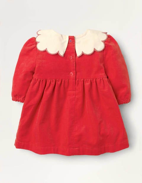 Embroidered Collar Cord Dress - Cherry Tomato Red Embroidered Collar Cord Dress - Cherry Tomato Red